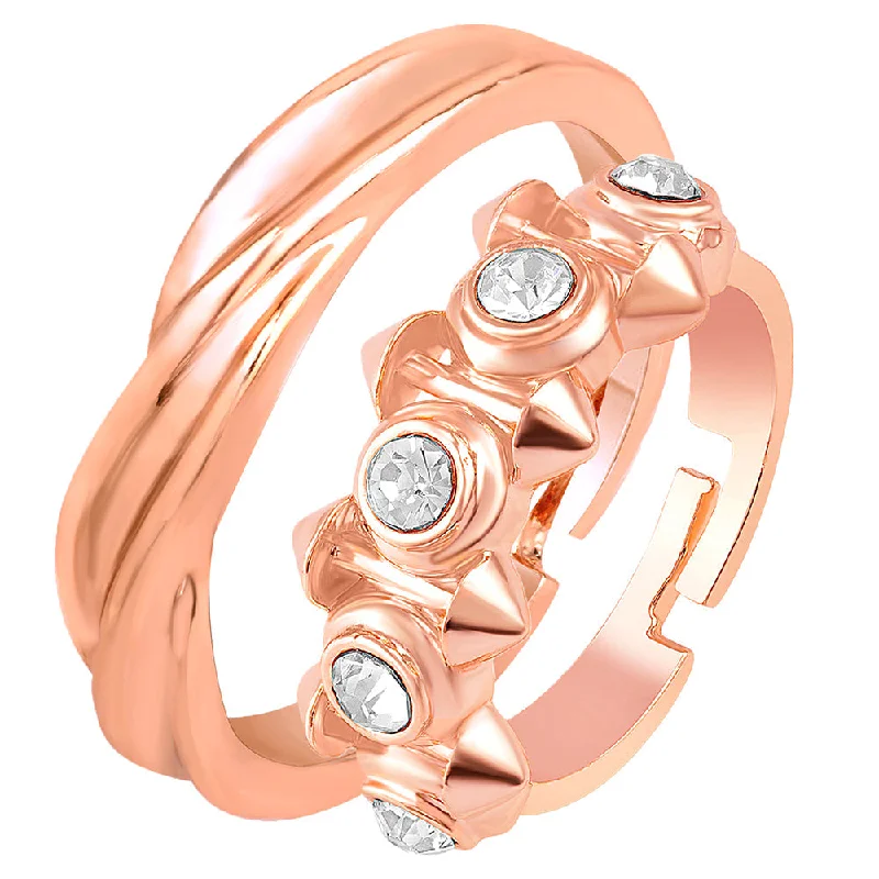 Women's rings indigo-sapphire-Darshana Jewels Rose Gold Plated  Adjustable Couple Ring