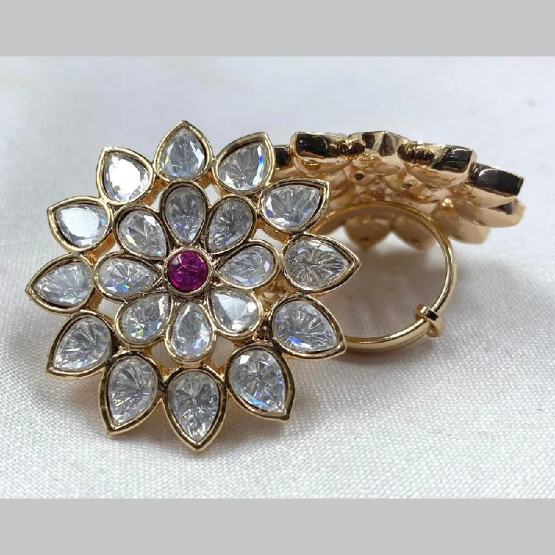 Women's rings celebratory-glow-Royal Kundan Jewellery Gold Plated Polki Kundan Finger Ring