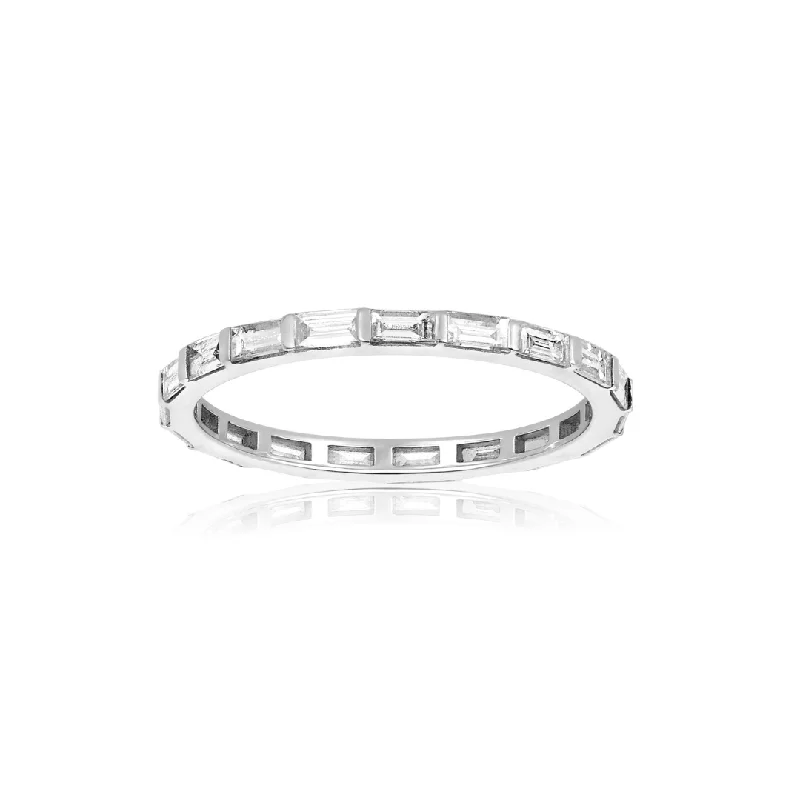 Women's rings fine-satin-Baguette Eternity Band