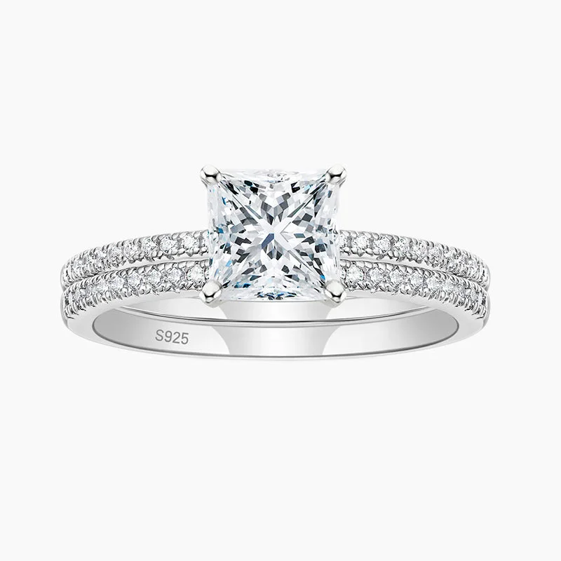 vintage-inspired engagement rings for women -925 Sterling Silver Princess Cut Engagement Ring