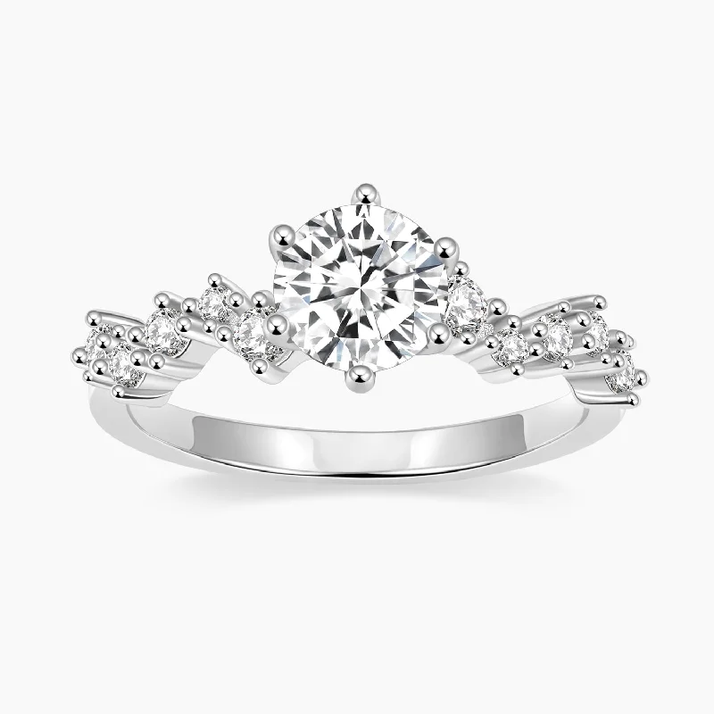 heart-shaped engagement rings for women -1CT Round Cut Engagement Moissanite Ring