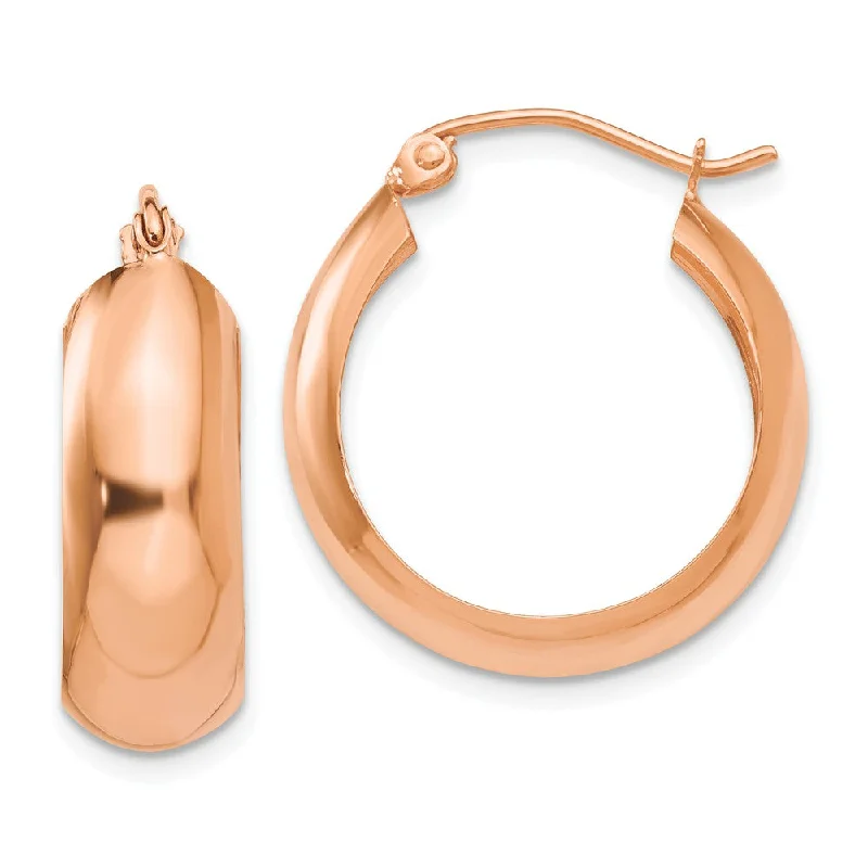 fashion earrings for women -7mm x 21mm 14k Rose Gold Half Round Open Back Hoop Earrings