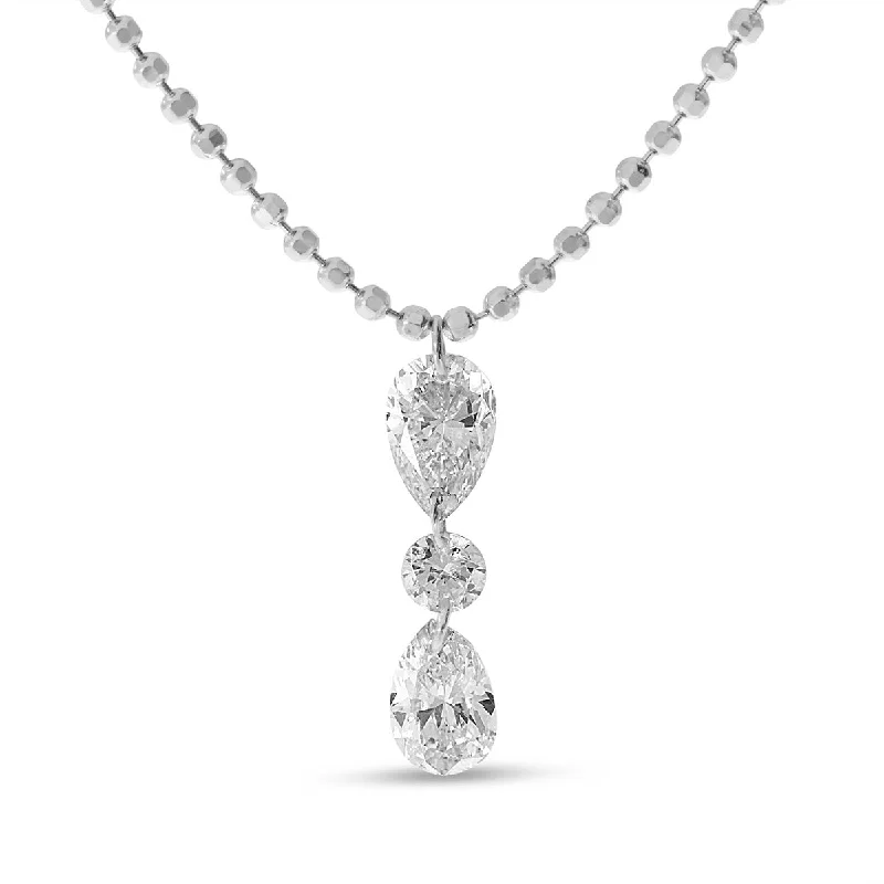 cross necklaces for women -DASHING DIAMONDS PEAR / ROUND NECKLACE P10366W-18