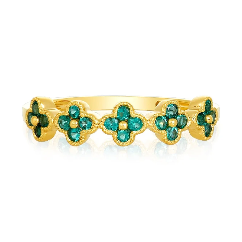 Women's rings hand-polished-Gemstone Clover Band