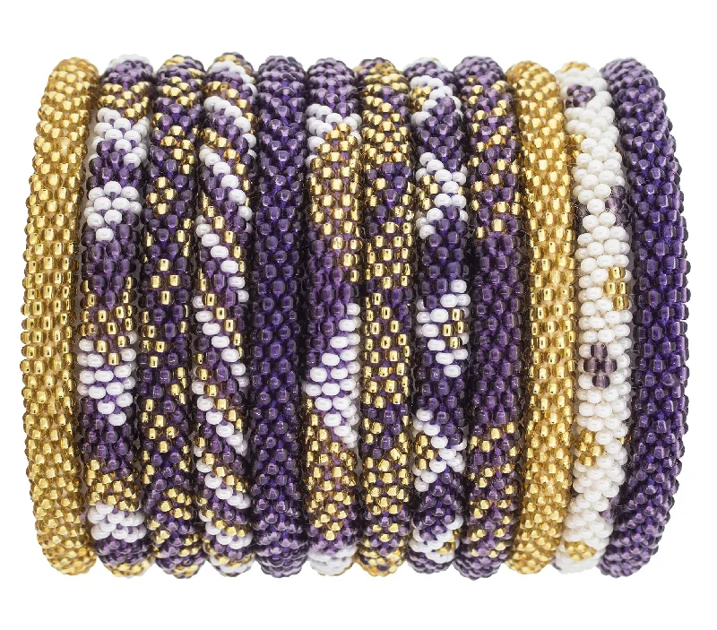 letter bracelets for women -Game Day Roll-On® Bracelets <br> Purple & Gold