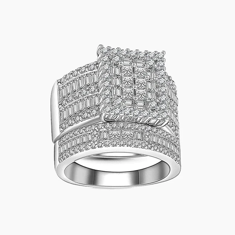 cushion cut engagement rings for women -Cluster Wedding Rings Fashion Silver Engagement Rings for Women