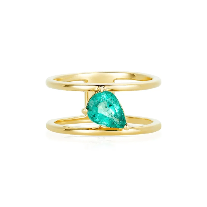 Women's rings elegant-relic-Emerald Pear Cage Band