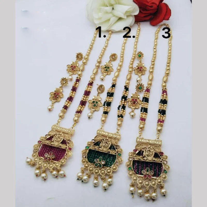 gothic style necklaces for women -FS Collection Gold Plated Long Necklace Set (1 Piece Only Assorted Design)