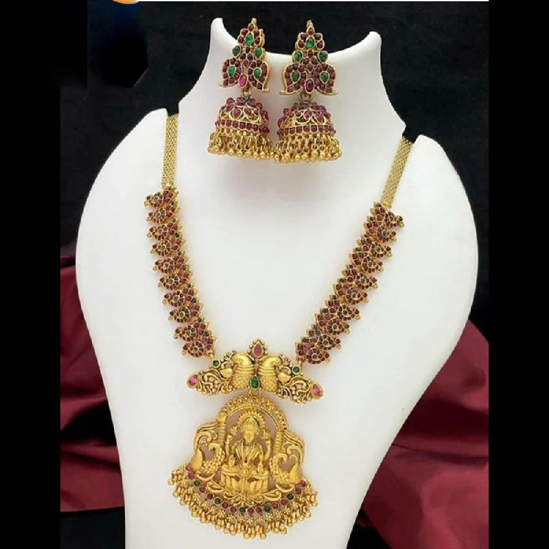 cross necklaces for women -Manisha Jewellery Gold Plated Pota Stone Temple Necklace Set