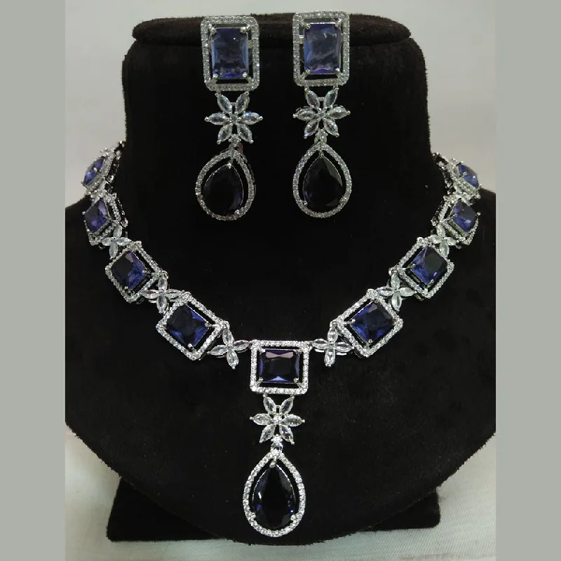 short necklaces for women -Kavita Art Silver Plated American Diamond Necklace Set