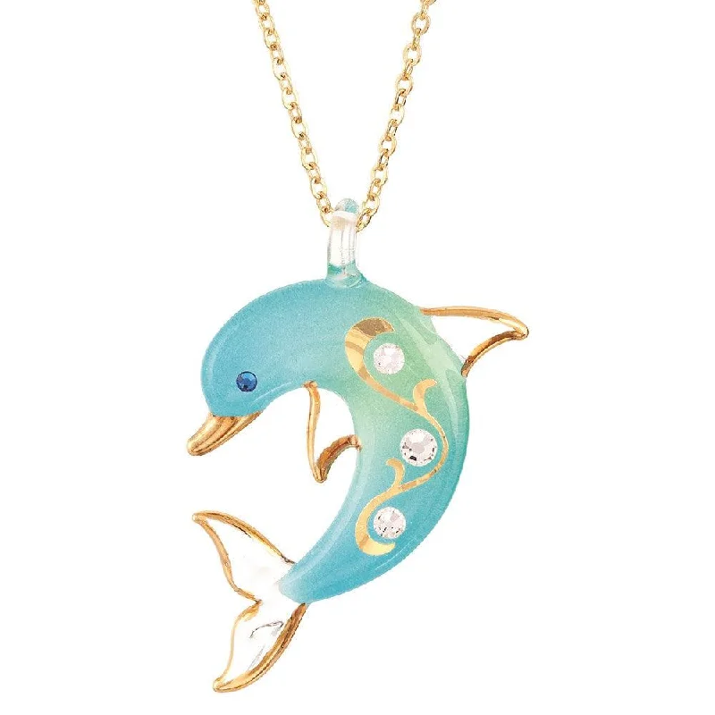 charm necklaces for women -Turquoise Dolphin Necklace