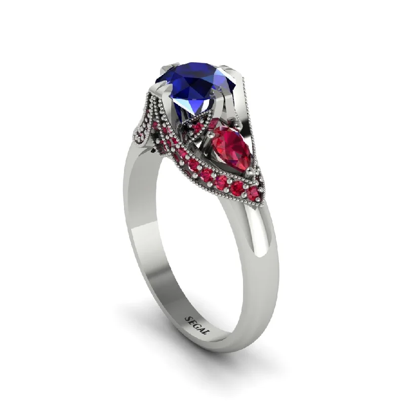 contemporary engagement rings for women -Sapphire Vintage Round Cut Engagement Ring - Kali No. 60