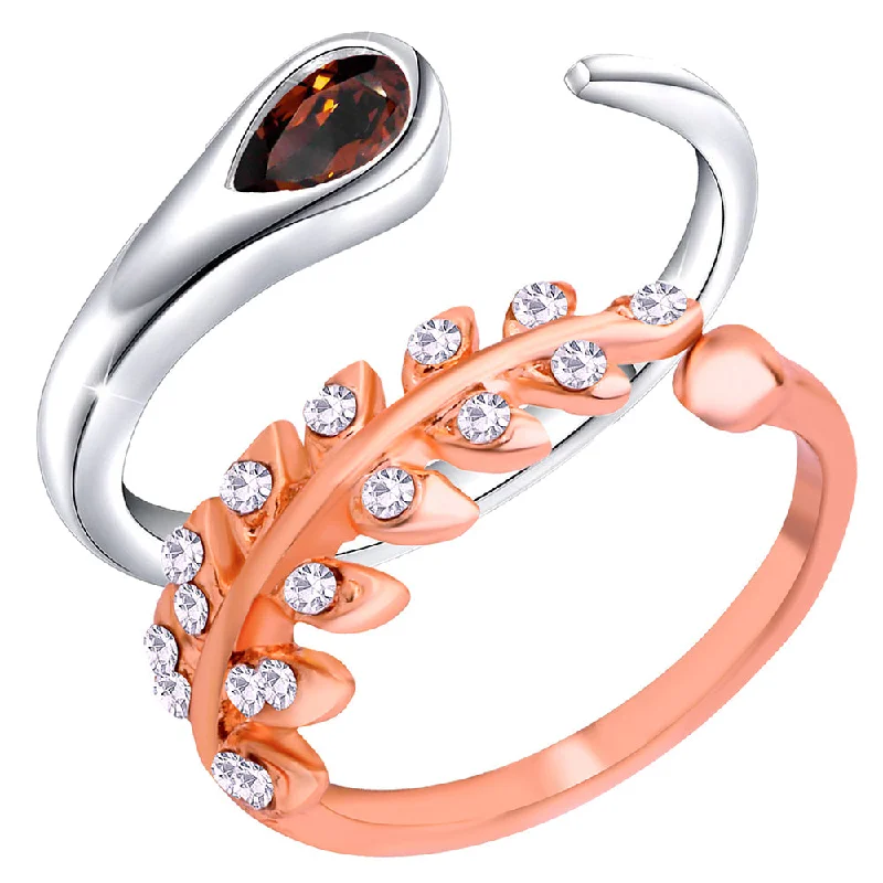 Women's rings rare-citrine-Darshana Jewels Adjustable Combo Ring