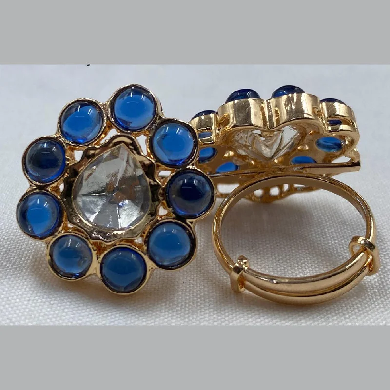 Women's rings glowing-detail-Amoliya Jewels Gold Plated Crystal Stone Rings