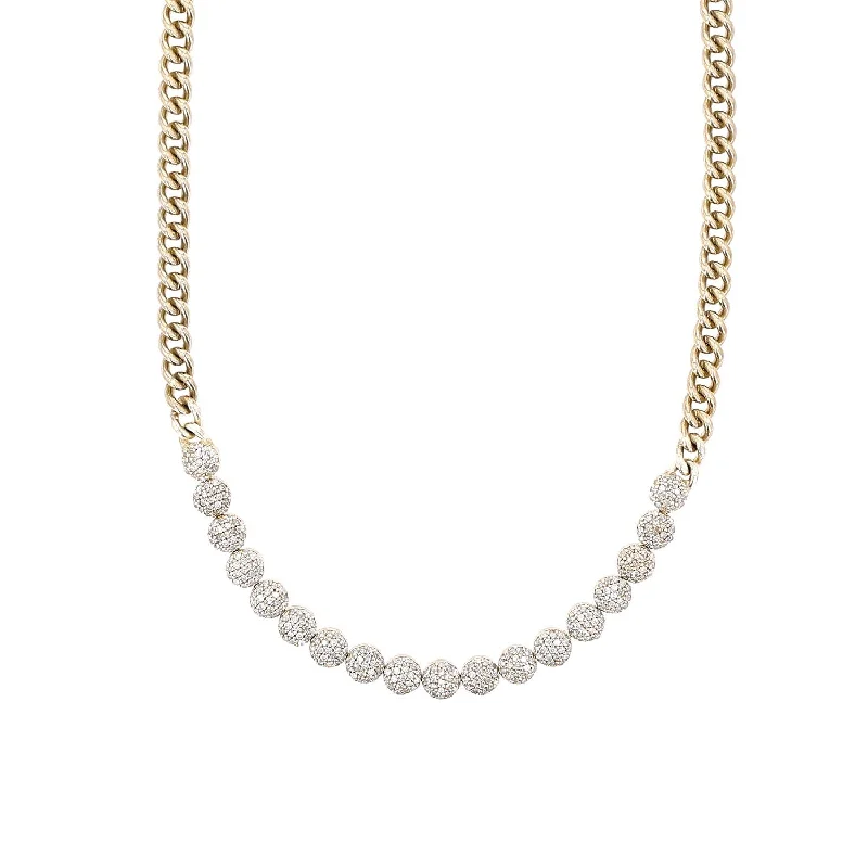 minimalist necklaces for women -14K Gold Diamond Pebble Cuban Chain Necklace - 16"  NG002593