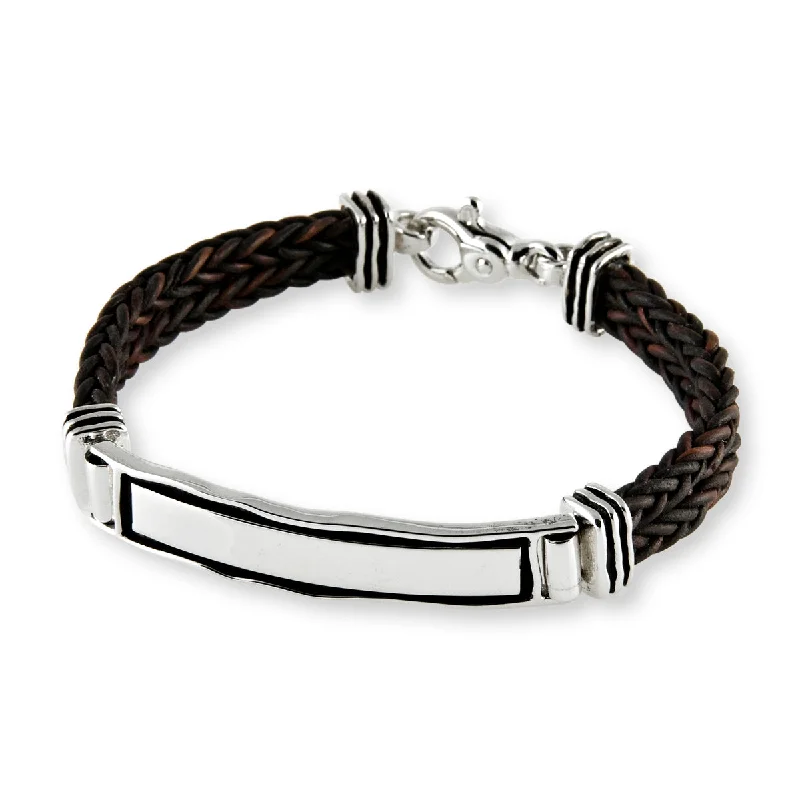 minimalist pearl bracelets for women -Double Leather ID Bracelet