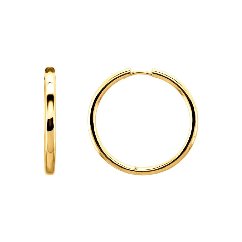 elegant pearl earrings for women -2.6mm Hinged Endless Round Hoop Earrings in 14k Yellow Gold, 29mm