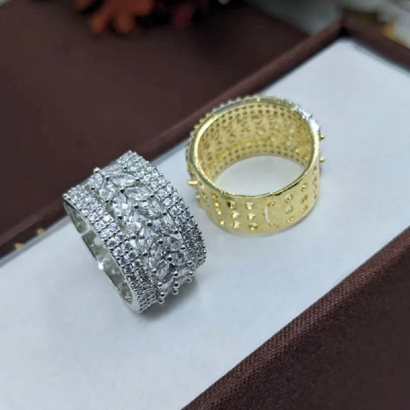 Women's rings avant-garde-Aamrapali Gold And Silver Plated Austrian Stone Ring