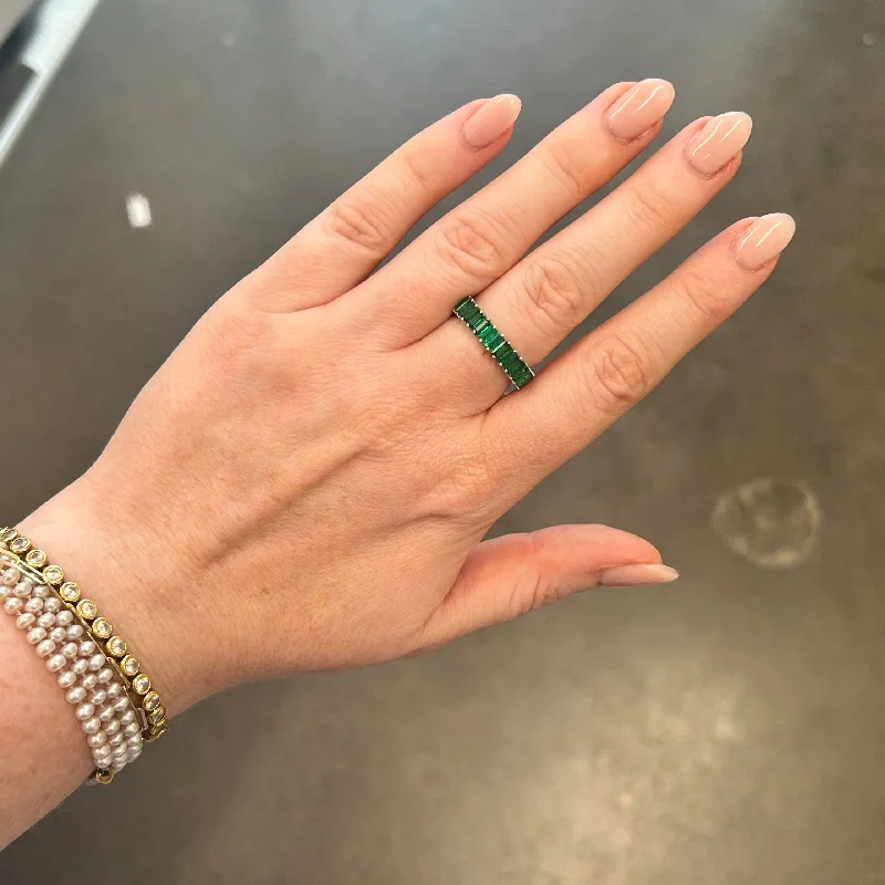 Women's rings bold-twirl-14K White Gold Emerald Baguette Band