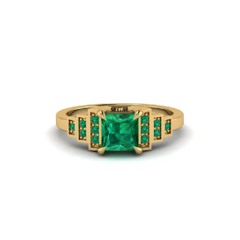 princess cut engagement rings for women -Emerald Geometric Princess Cut Engagement Ring - Thea No. 19