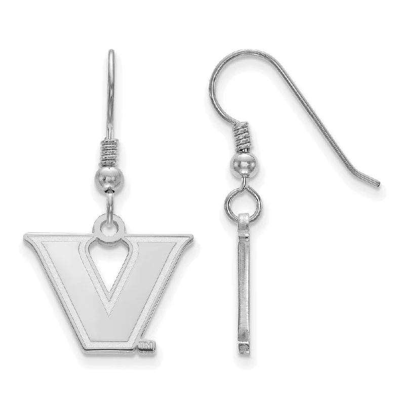 wedding earrings for women -Sterling Silver Vanderbilt University Small Dangle Earrings