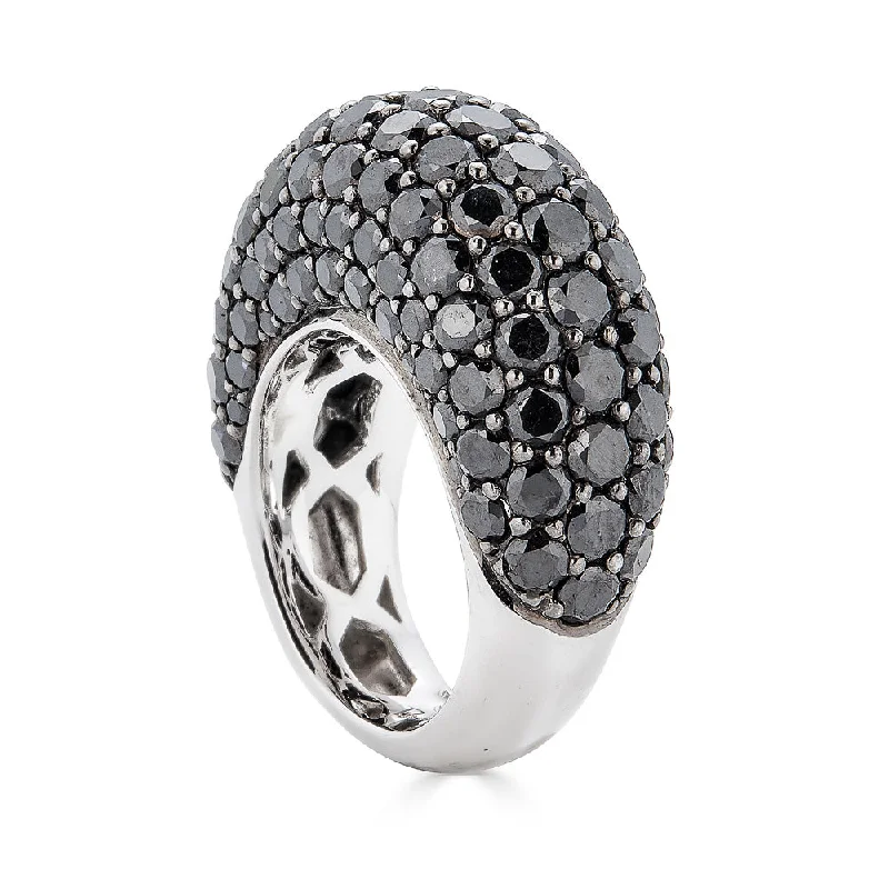 Women's rings quad-tone-18W/Blkg Black Diamond Dome Ring