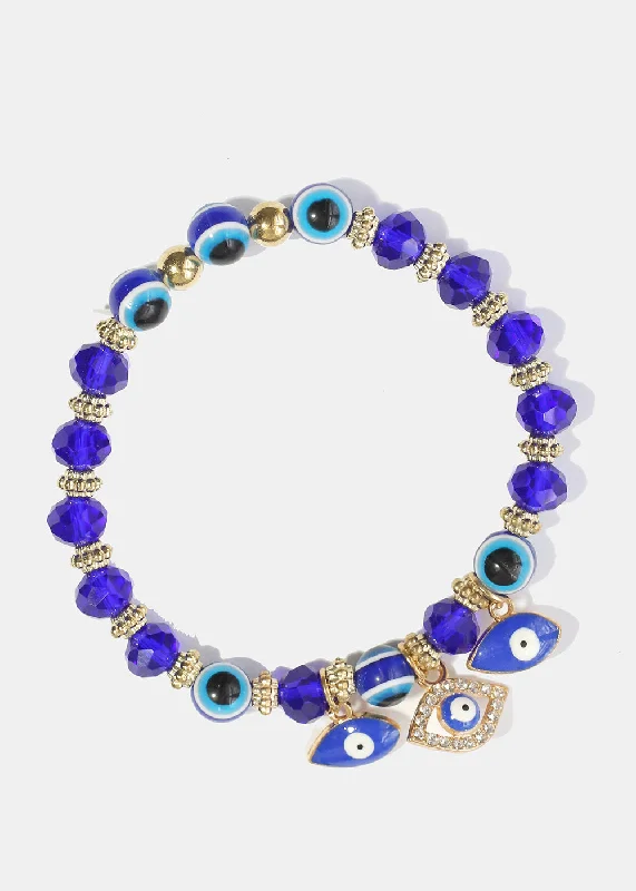 handmade gemstone bracelets for women -Blue Evil Eye Bracelet