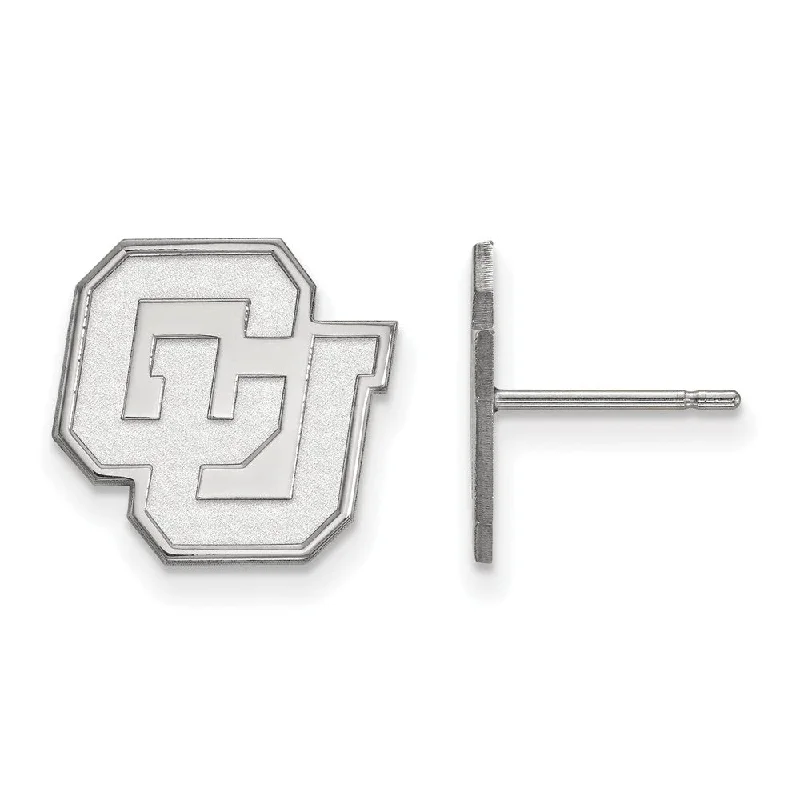 handmade earrings for women -10k White Gold University of Colorado Small Post Earrings