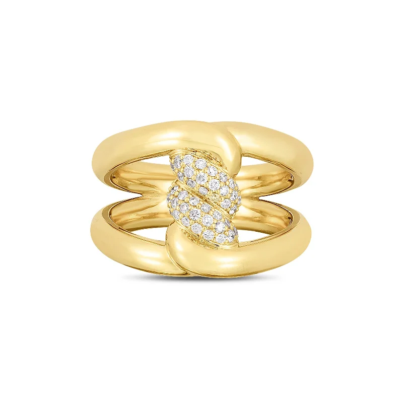 Women's rings luminous-blush-Cialoma Knot Link Ring with Accent Diamonds