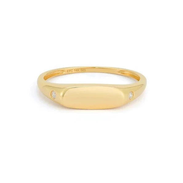 Women's rings leafy-accent-Gold Bar Signet Ring