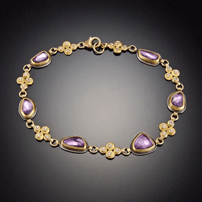 purple gemstone bracelets for women -Purple Sapphire and Diamond Bracelet