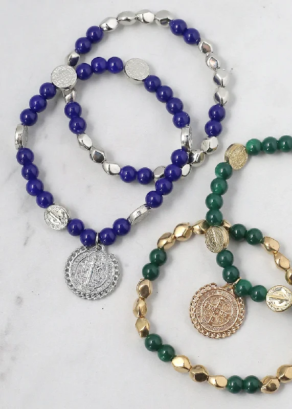 sapphire bracelets for women -Saint Benedict Medal Bracelet