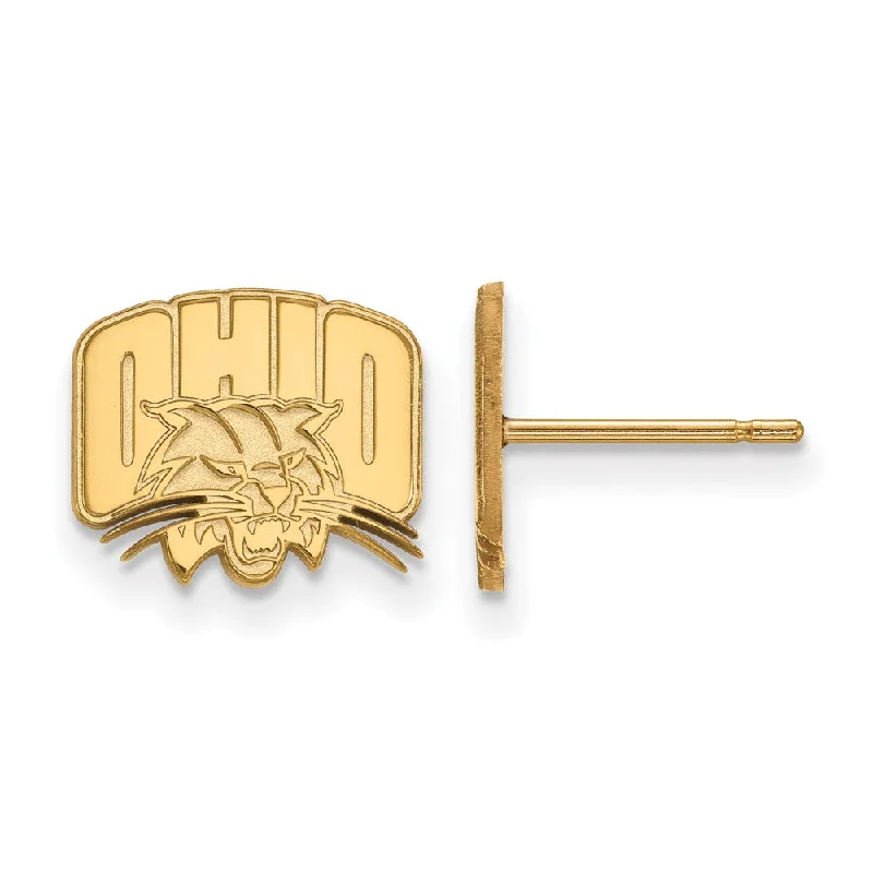 unique handmade earrings for women -14k Yellow Gold Ohio University XS (Tiny) Logo Post Earrings