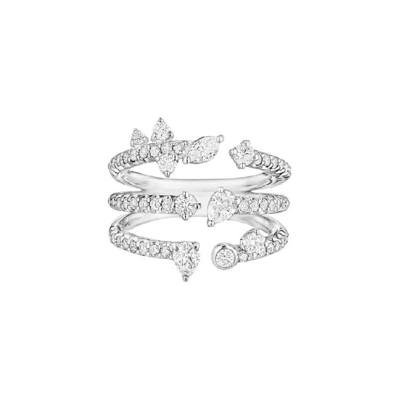 Women's rings robust-alloy-3-Row Constellation Ring with Diamonds