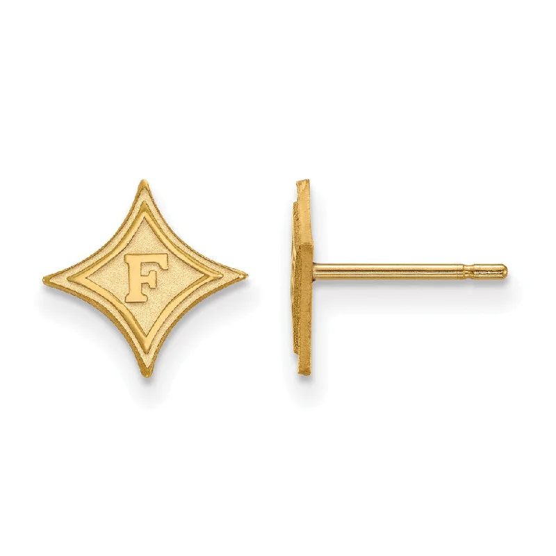 unique handmade earrings for women -10k Yellow Gold Furman University XS (Tiny) Logo Post Earrings